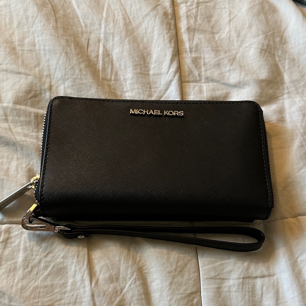 Michael Kors Black Zip-Around Wristlet